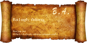 Balogh Adony névjegykártya